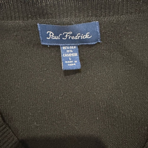 Paul Frederick silk cashmere Black and Gray Argyle Sweater - Picture 3 of 5